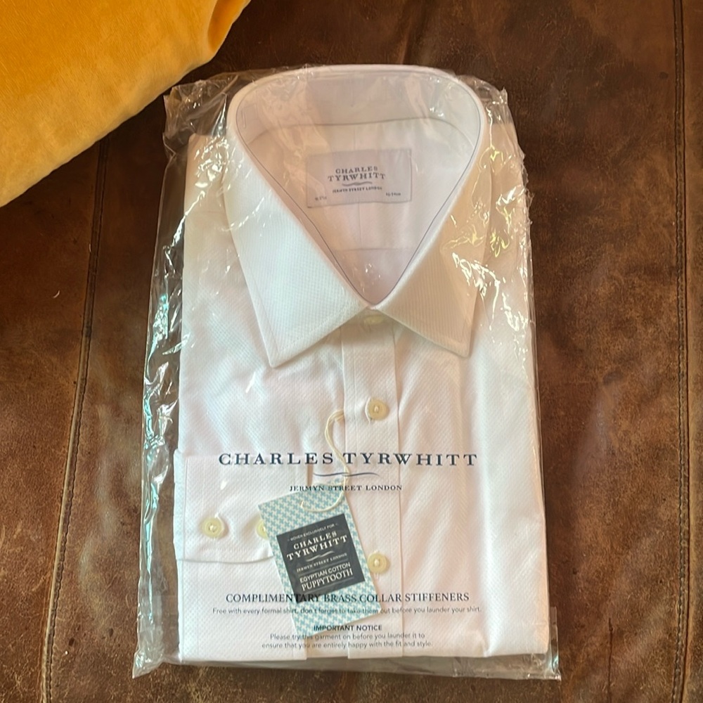 Charles Tyrwhitt Jermyn Street London white shirt Egyptian Cotton Puppytooth
